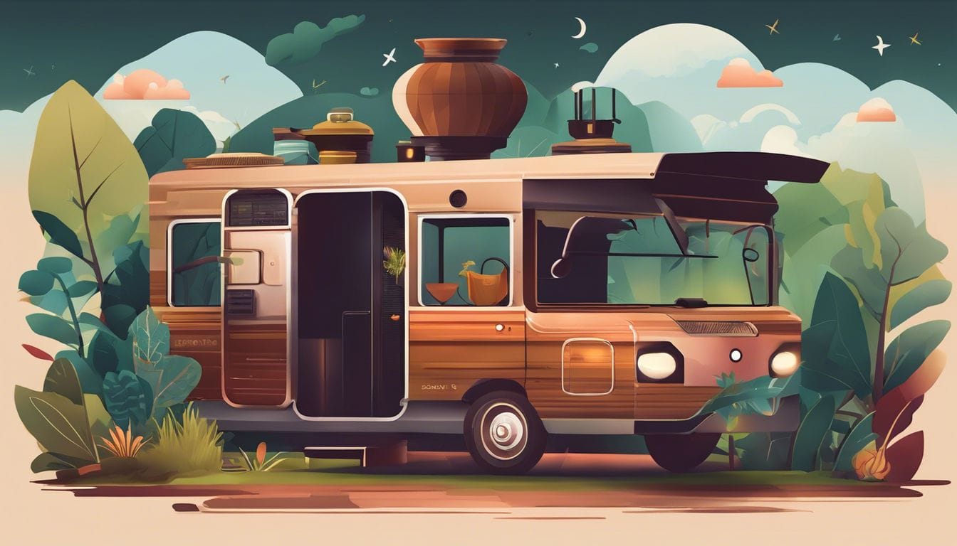 Een groep projectoren die in een gezellige, natuurlijke omgeving in contact staan en inzichten delen.