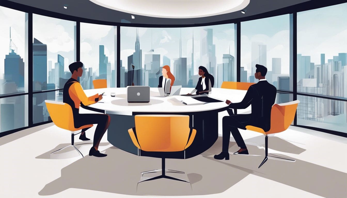 Een Manifestor leidt een groepsdiscussie in een modern kantoor.