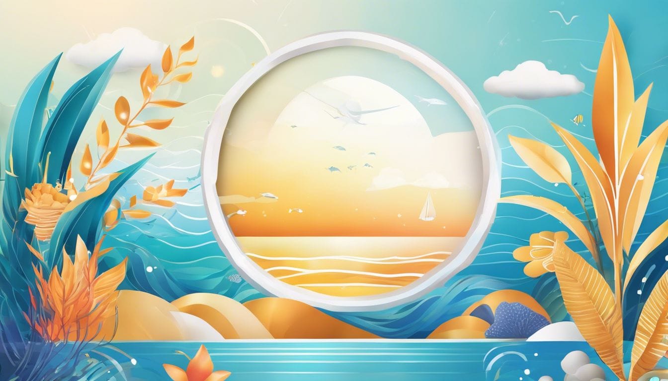 Een serene sfeer van Nutrimea collageenpoeder met zee-elementen.