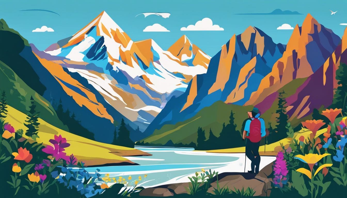 Een wandelaar voegt elektrolyt poeder toe aan zijn waterfles in de bergen.