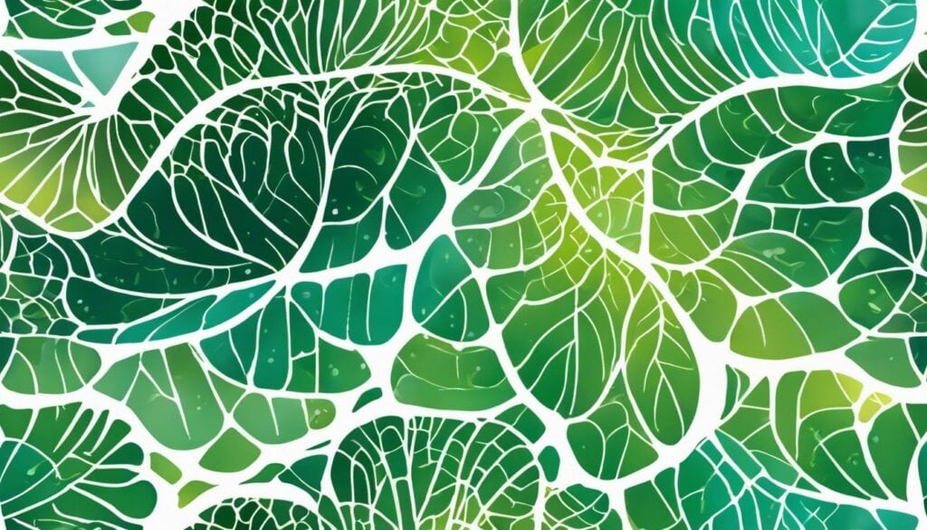 Close-up van levendige groene plankton in heldere oceaanomgeving.